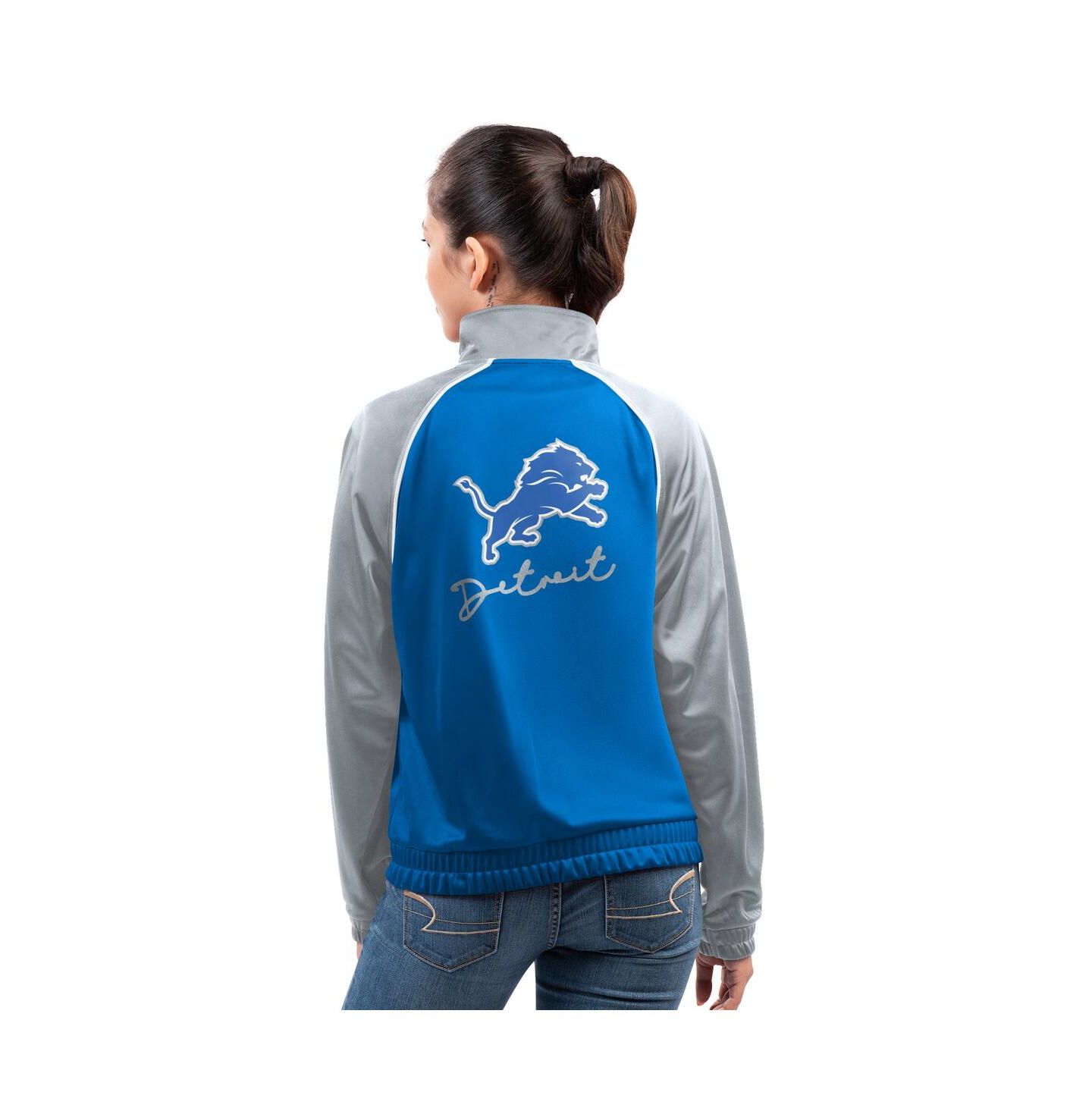 Женская куртка G-III 4Her by Carl Banks Blue Detroit Lions Replay Full-Zip Track Jacket — фото 2