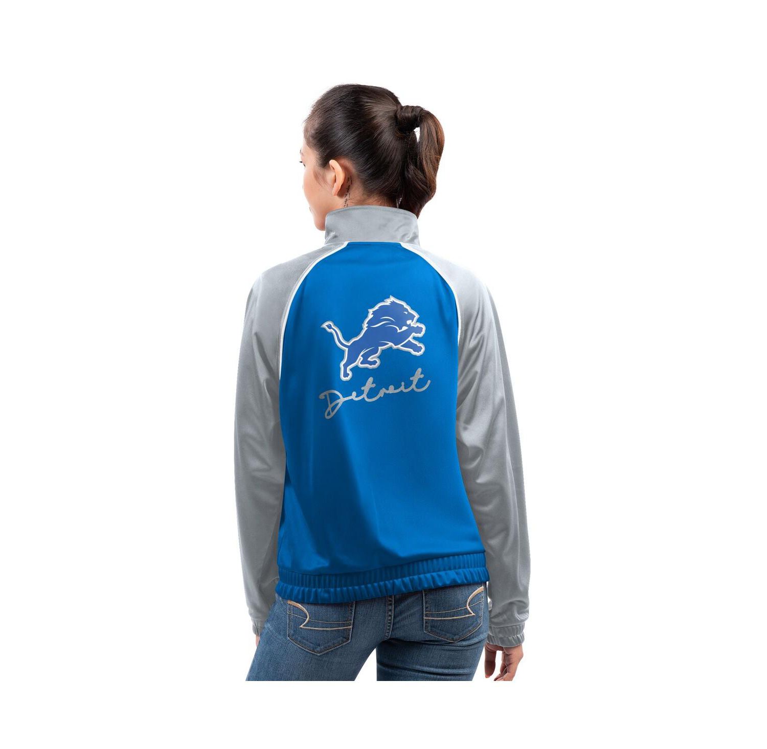 Women's Blue Detroit Lions Replay Full-Zip Track Jacket