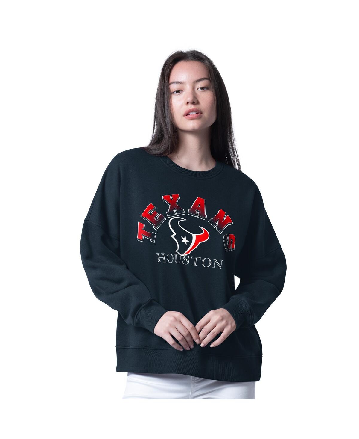 G-iii 4her By Carl Banks Women's Navy Houston Texans Oversized Feud Sweatshirt In Blue