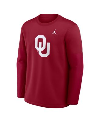 Men's Crimson Oklahoma Sooners 2025 Sideline Coach Performance Long Sleeve T-Shirt