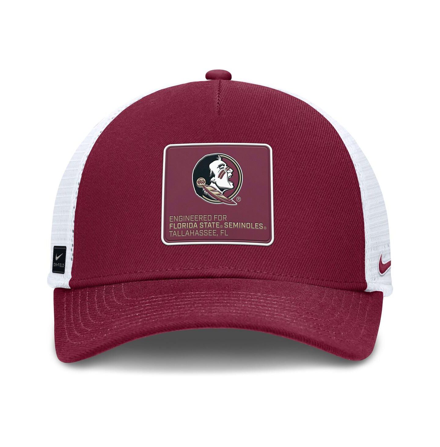 Мужская кепка Nike Garnet/White Florida State Seminoles 2025 On-Field Rise Engineered Trucker Adjustable Hat — фото 4