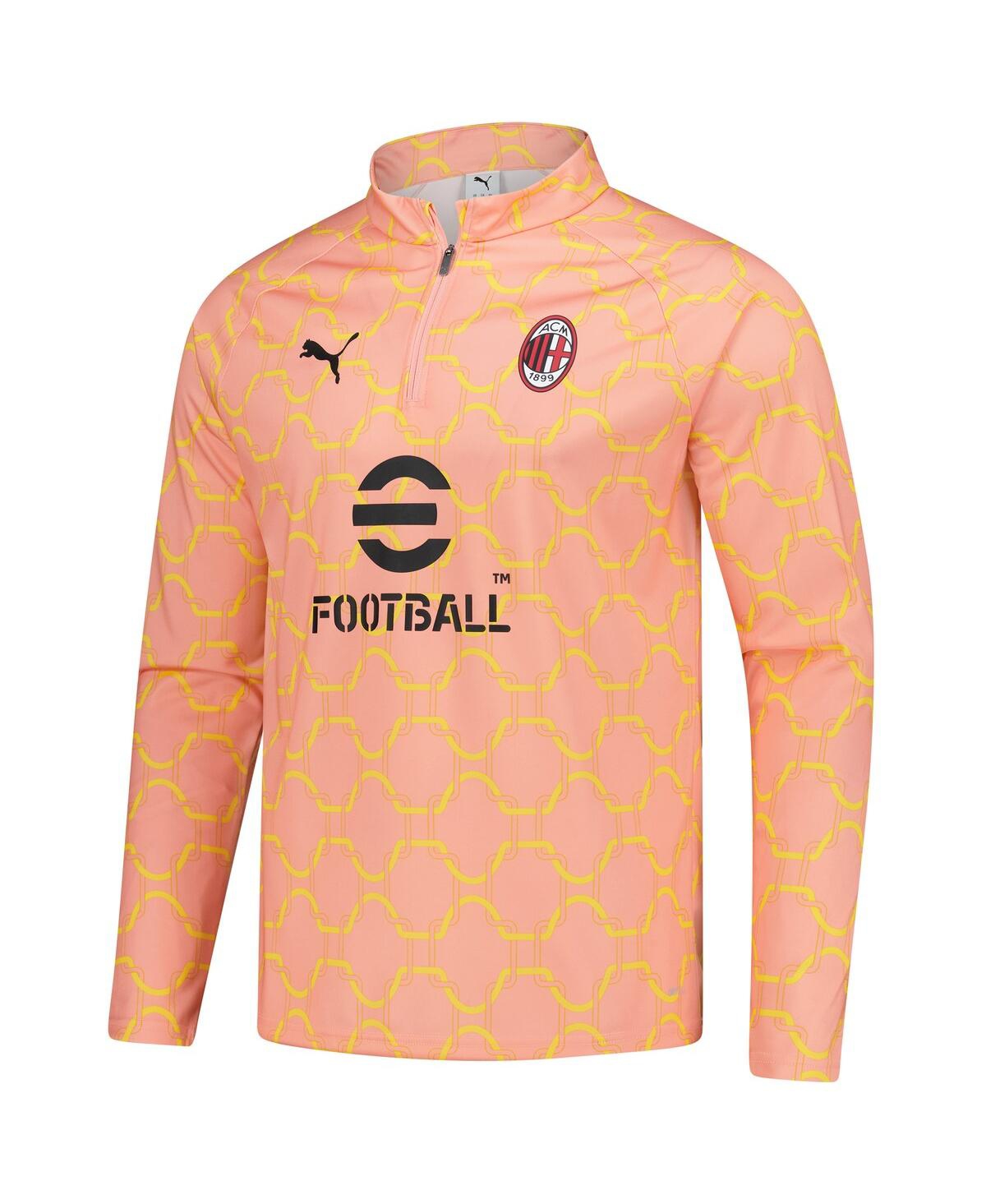 Puma Men's Light Orange Ac Milan 2025/26 Pre-match Drycell Quarter-zip Sweatshirt In Brown