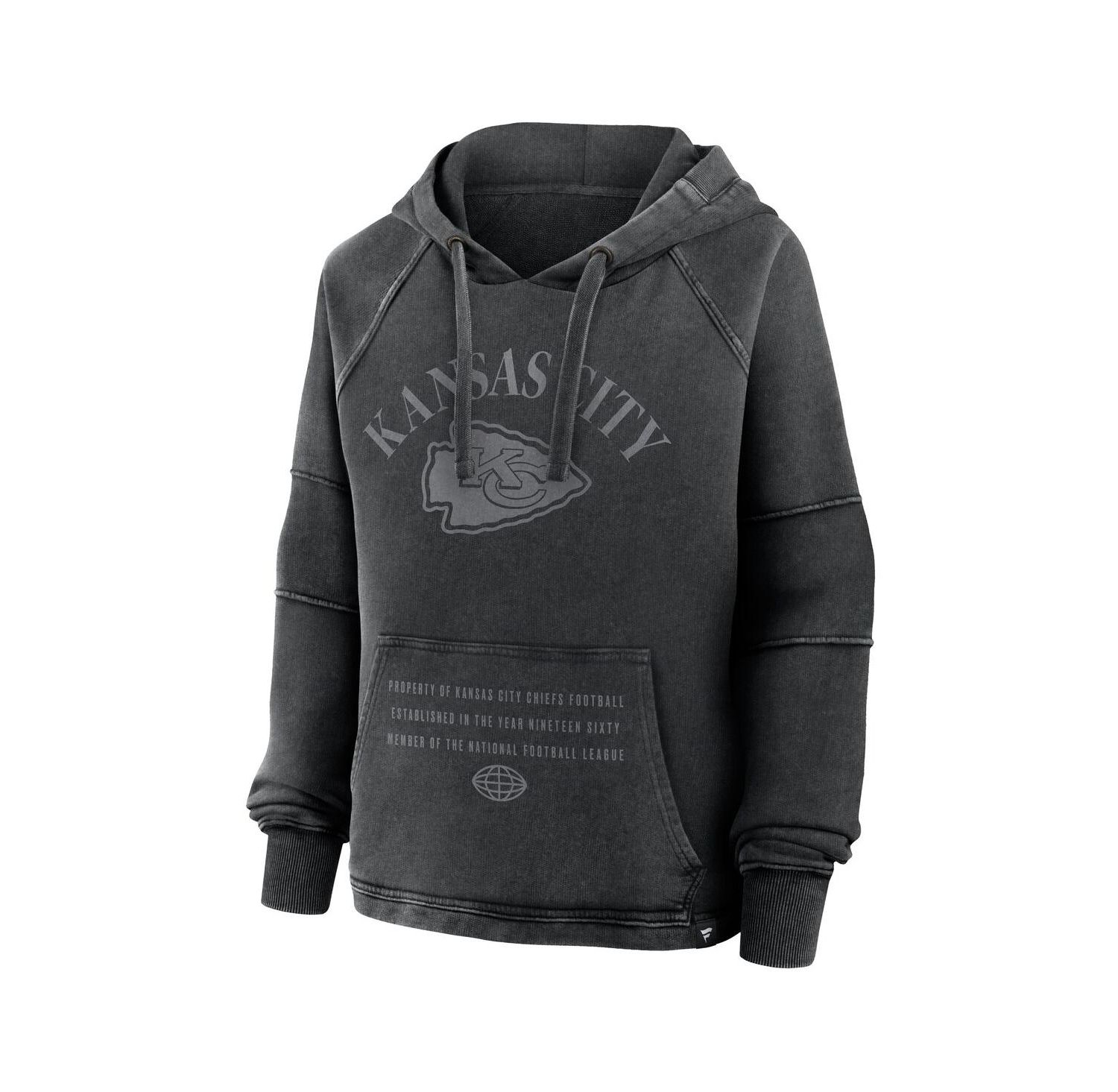 Women's Black Kansas City Chiefs Oversized Raglan Gridiron Hoodie