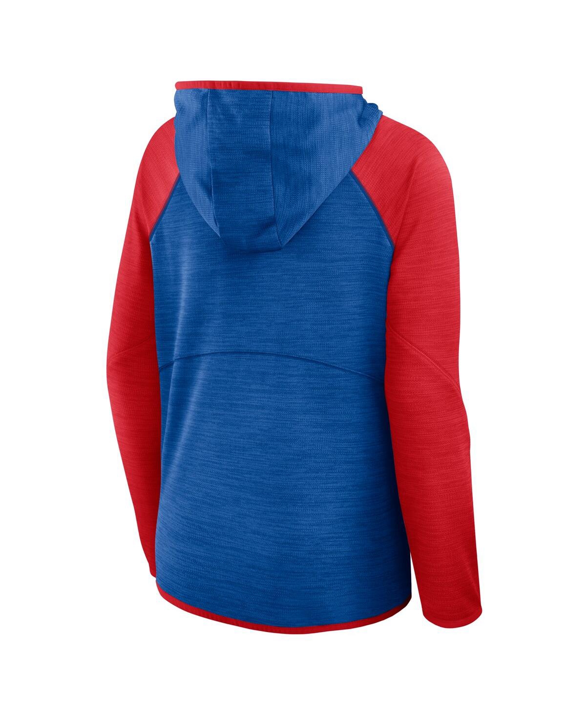 Fanatics Women's Royal/red Buffalo Bills Redzone End Around Pass Raglan Full-zip Hoodie In Blue