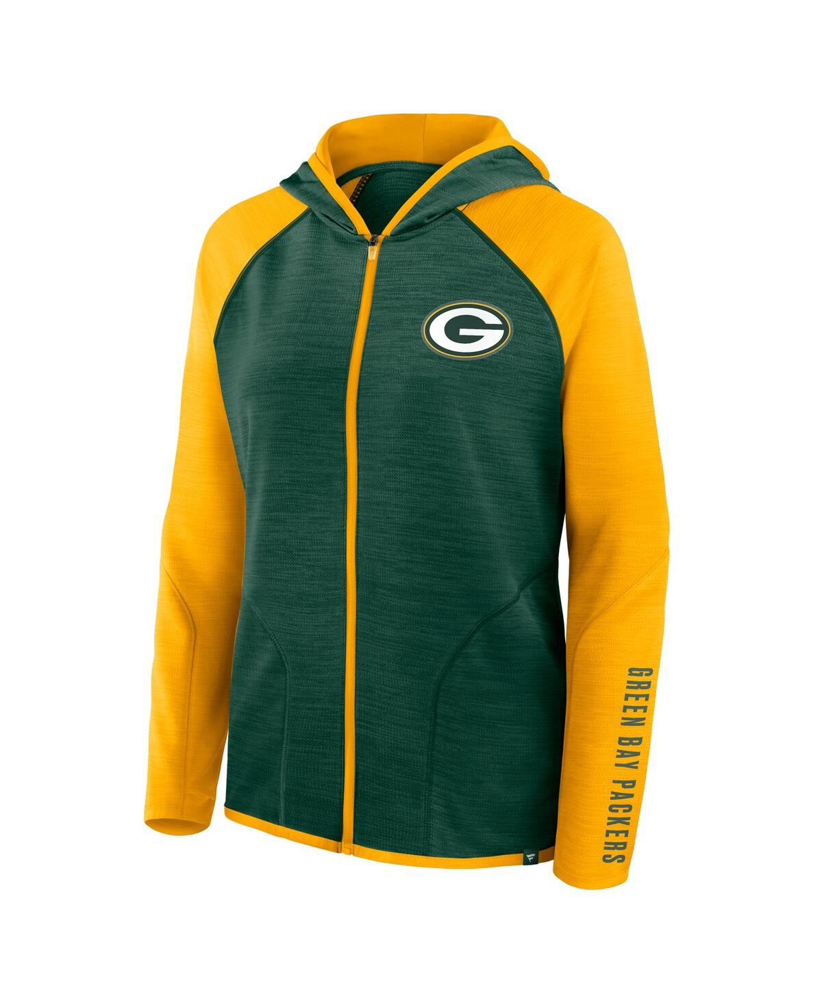 Fanatics Women's Green/gold Green Bay Packers Redzone End Around Pass Raglan Full-zip Hoodie In Multi