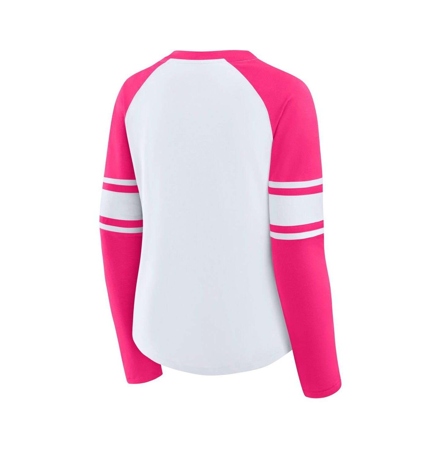 Женская футболка Fanatics White/Pink Dallas Cowboys Redzone Rhinestone Bling Lace Up Long Sleeve — фото 2