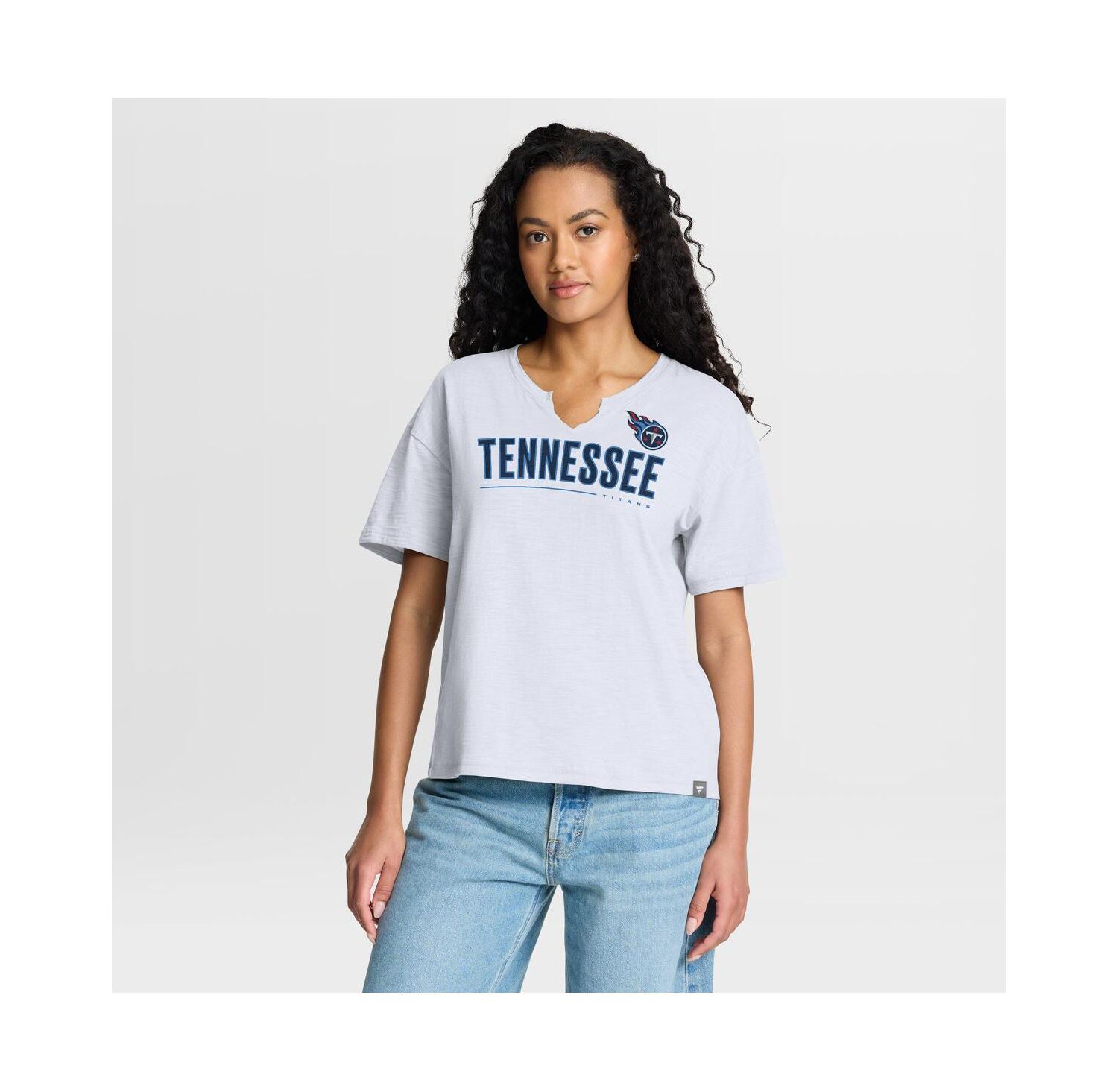 Women's White Tennessee Titans Redzone Slub Boxy T-Shirt