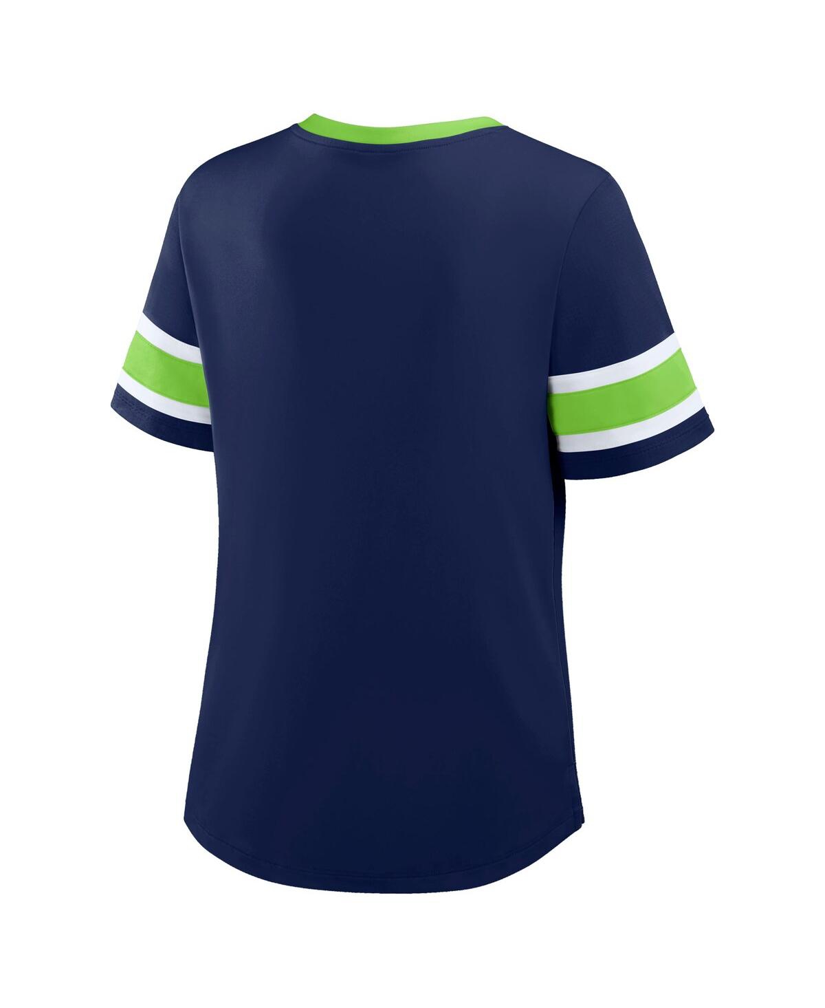 Fanatics Women's College Navy Seattle Seahawks Redzone Draw Play Athena Lace-up T-shirt In Blue