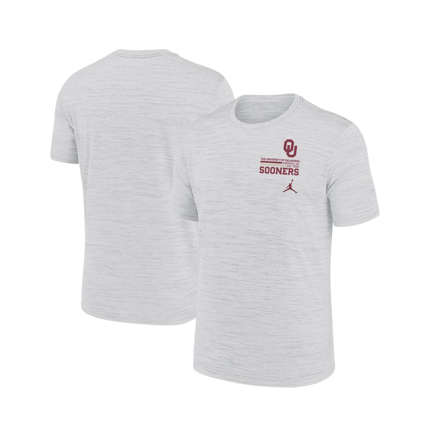 Мужская футболка Jordan White Oklahoma Sooners Velocity Stacked Performance — фото 1