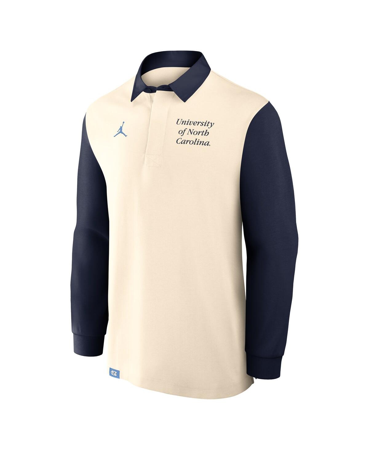 Jordan Men's Cream/navy North Carolina Tar Heels Rugby Long Sleeve Shirt In Gold