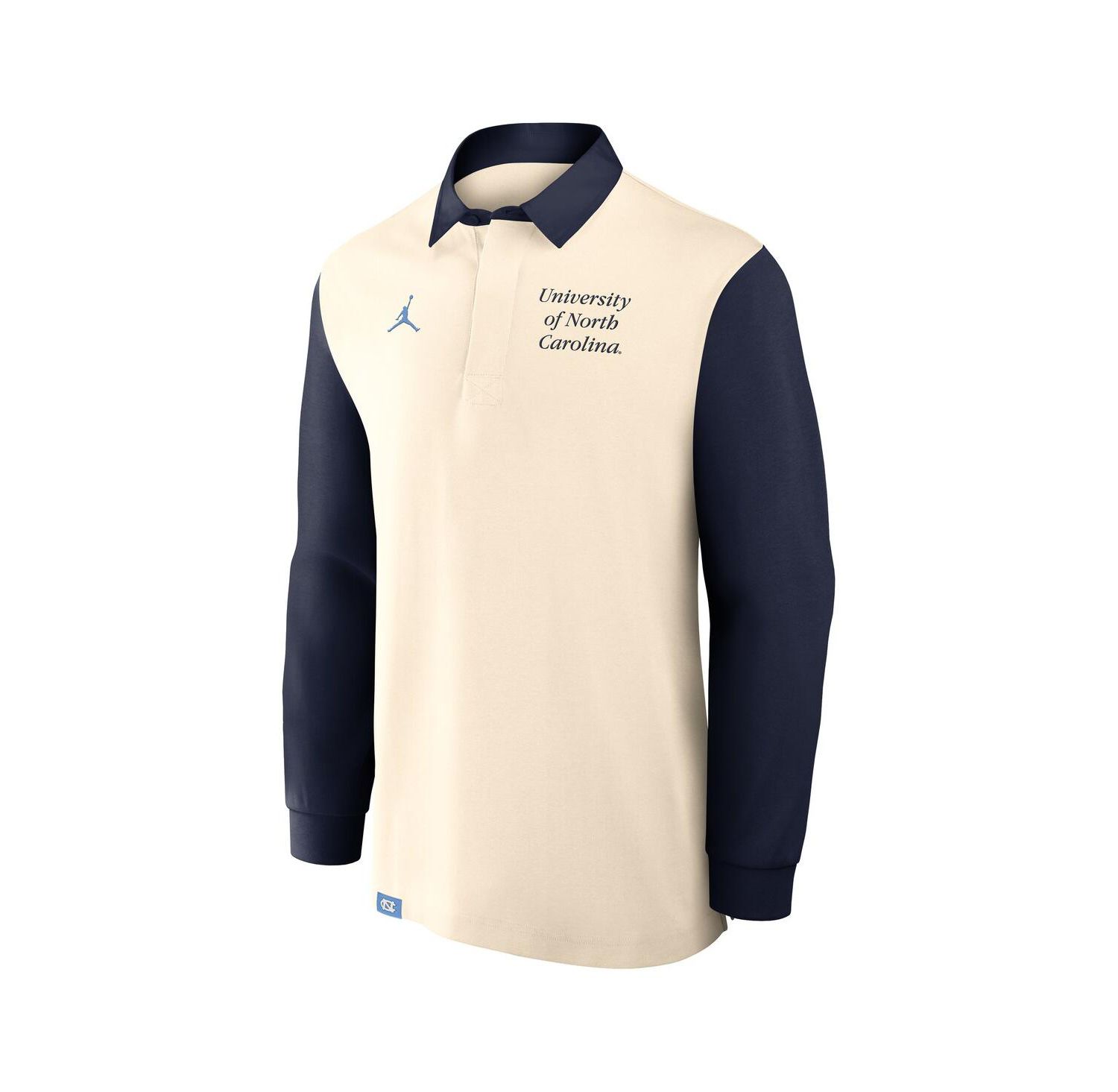 Men's Cream/Navy North Carolina Tar Heels Rugby Long Sleeve Shirt