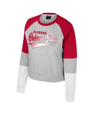 Women's Heather Gray Alabama Crimson Tide Katinka Rhinestone Scoop Neck Pullover Sweatshirt