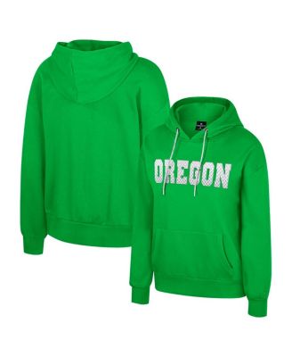Colosseum - Women's Green Oregon Ducks Reflection Rhinestone Drawcord Pullover Hoodie
