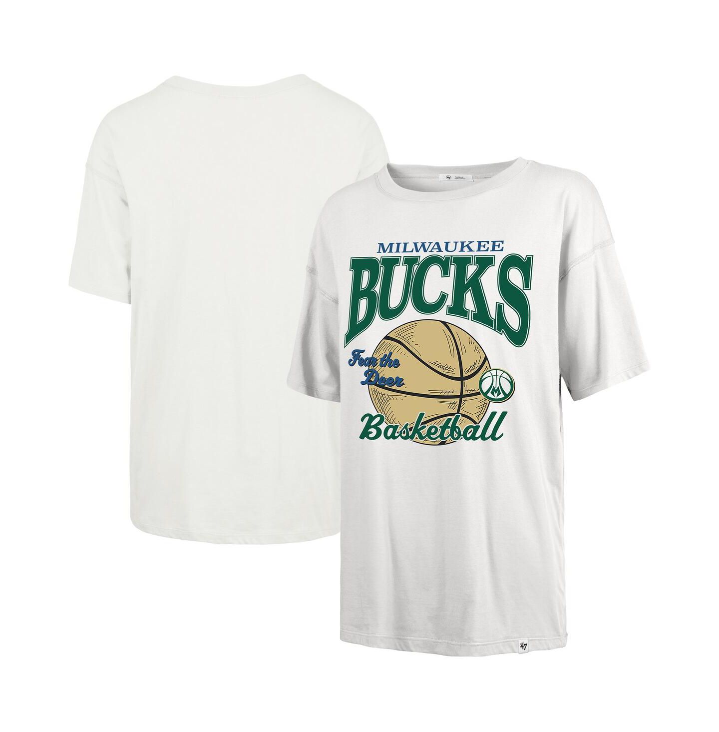 Женская футболка '47 Brand White Milwaukee Bucks City Edition Down Court Sadie — фото 1