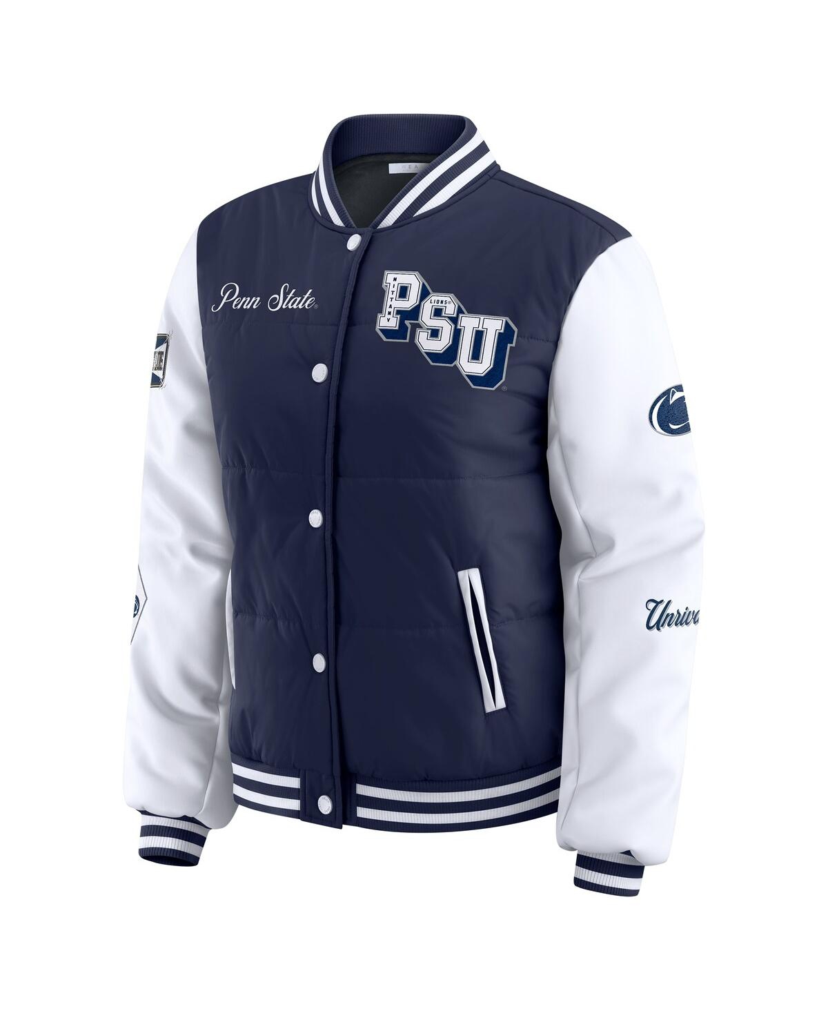 Wear by Erin Andrews Women's Navy Penn State Nittany Lions Varsity Puffer Jacket