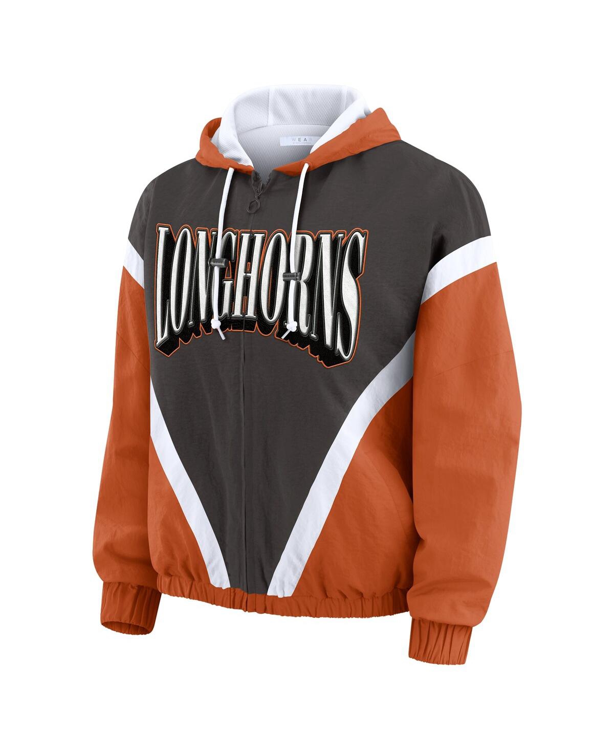 Wear By Erin Andrews Women's Texas Orange/gray Texas Longhorns Color Block Full-zip Windbreaker Jacket In Brown