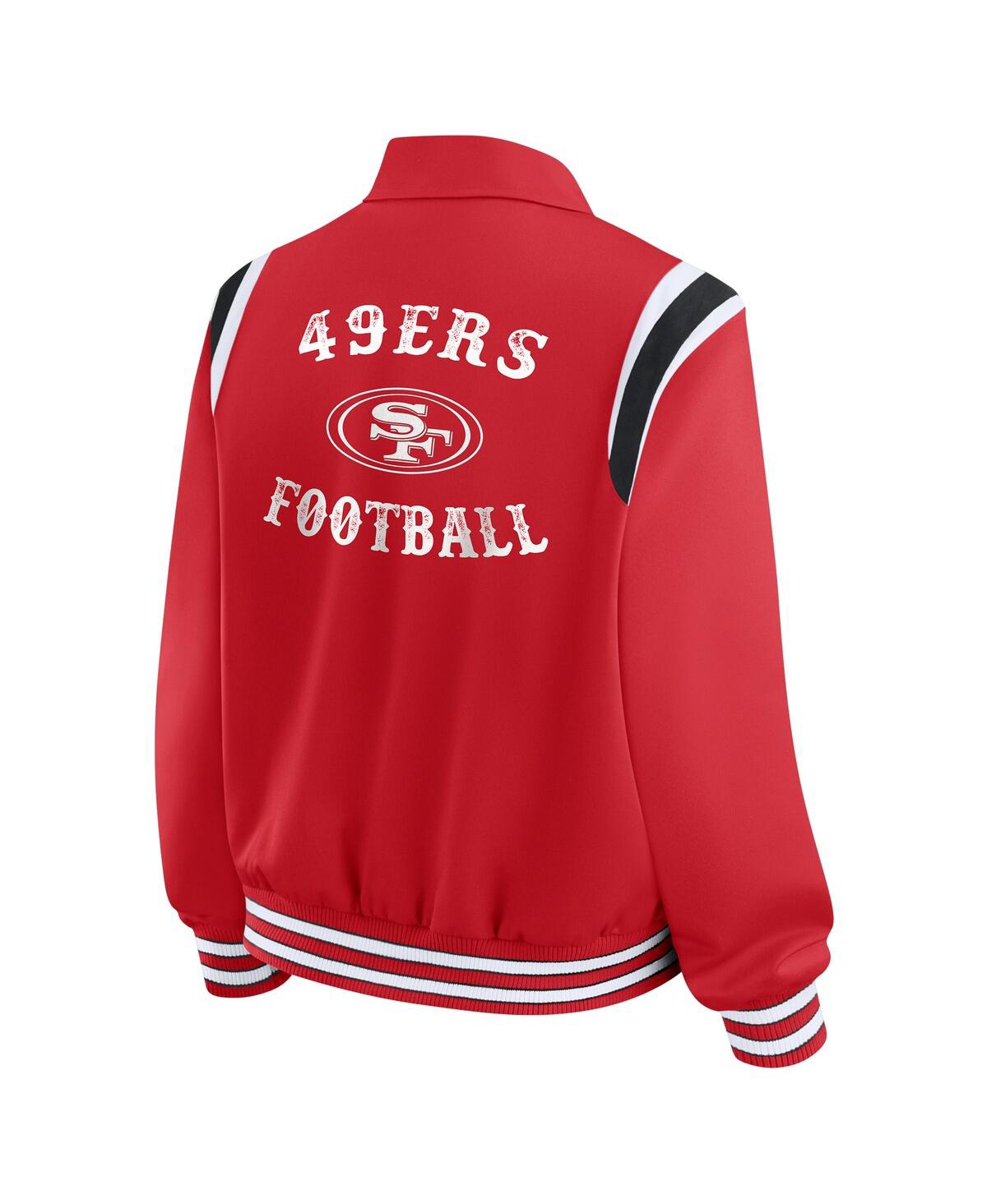 Wear By Erin Andrews Women's Scarlet San Francisco 49ers Varsity Lightweight Full-snap Jacket In Red