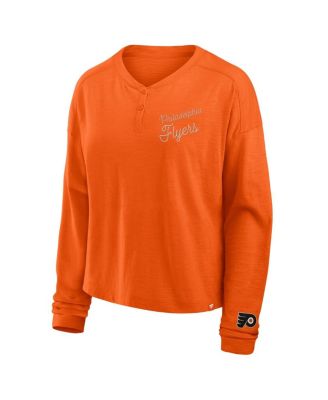 Women's Orange Philadelphia Flyers Oversized All Out Effort Long Sleeve Henley T-Shirt