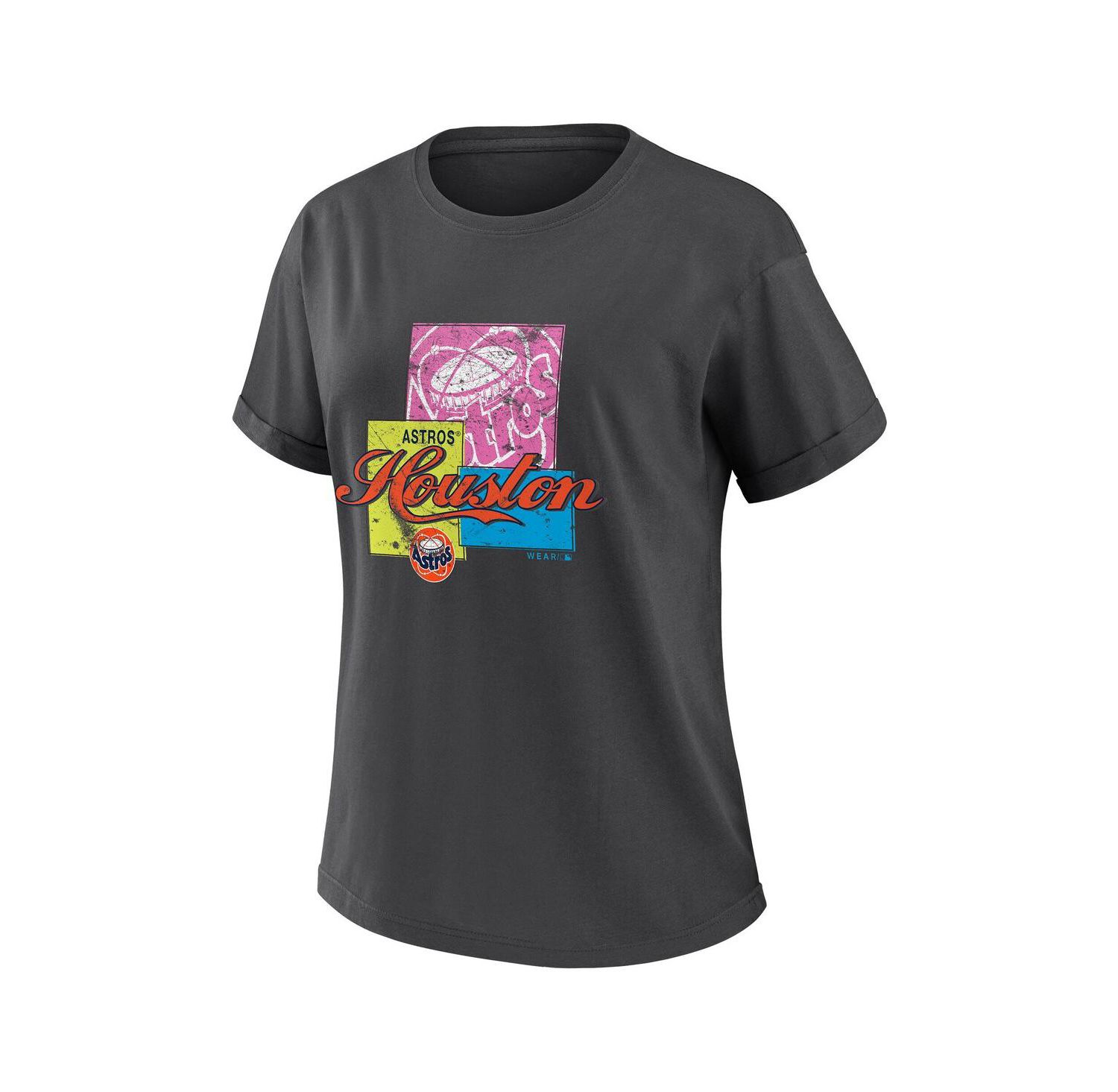 Women's Charcoal Houston Astros Domestic Box Color Boyfriend T-Shirt