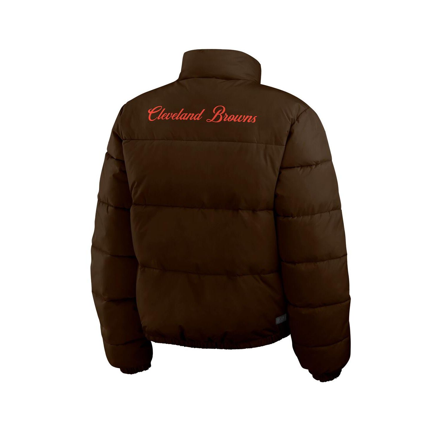 Women's Brown/White Cleveland Browns Reversible Cropped Full-Zip Puffer Jacket