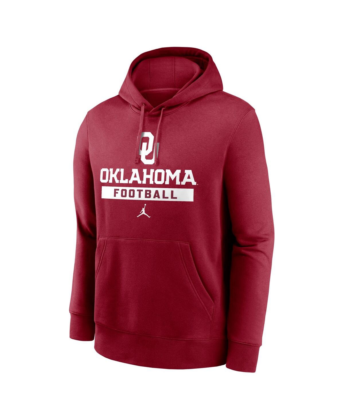 Jordan Men's Crimson Oklahoma Sooners Football Stack Club Fleece Pullover Hoodie