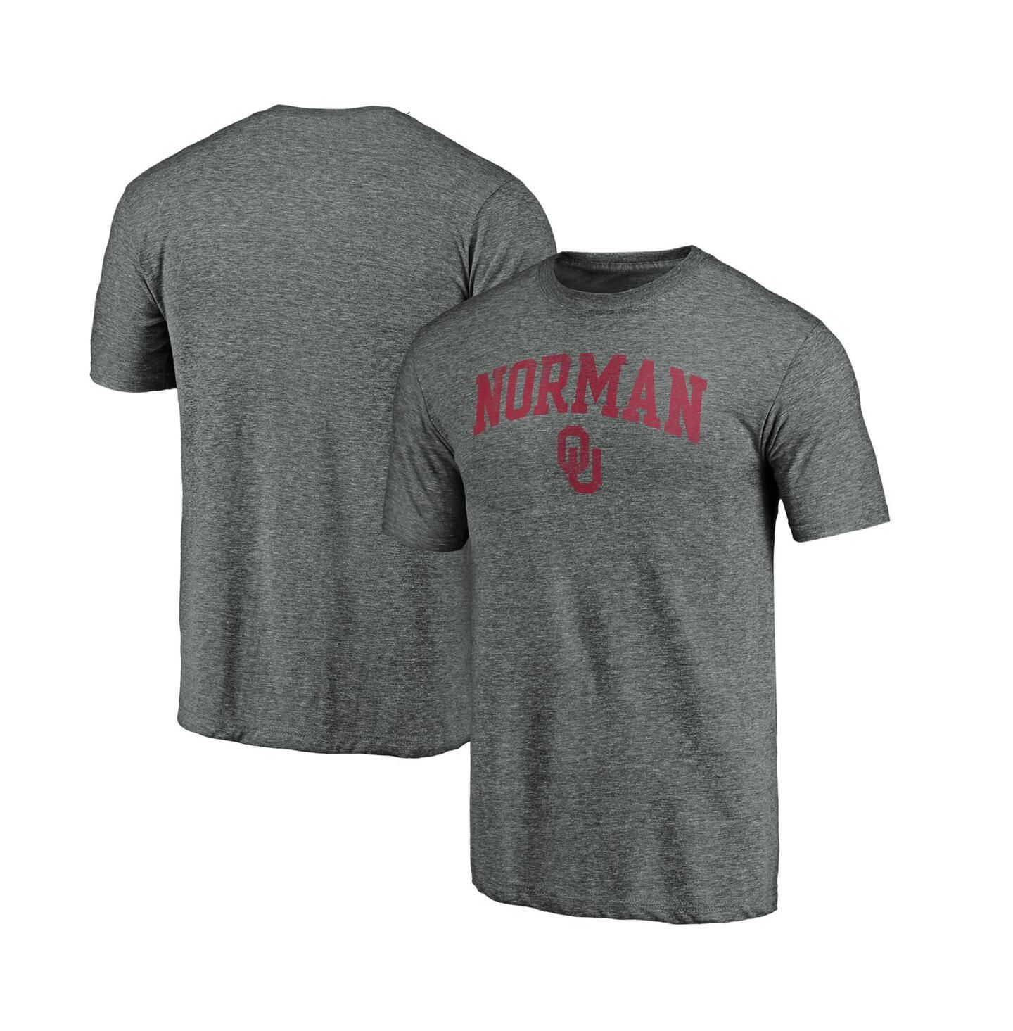 Мужская футболка Fanatics Mto Label Heather Gray Oklahoma Sooners Arched City Tri-Blend — фото 1