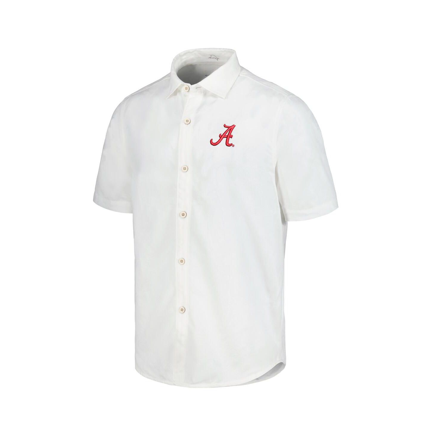 Мужская рубашка Tommy Bahama White Alabama Crimson Tide Coconut Point Palm Vista IslandZone Camp Button-Up — фото 3