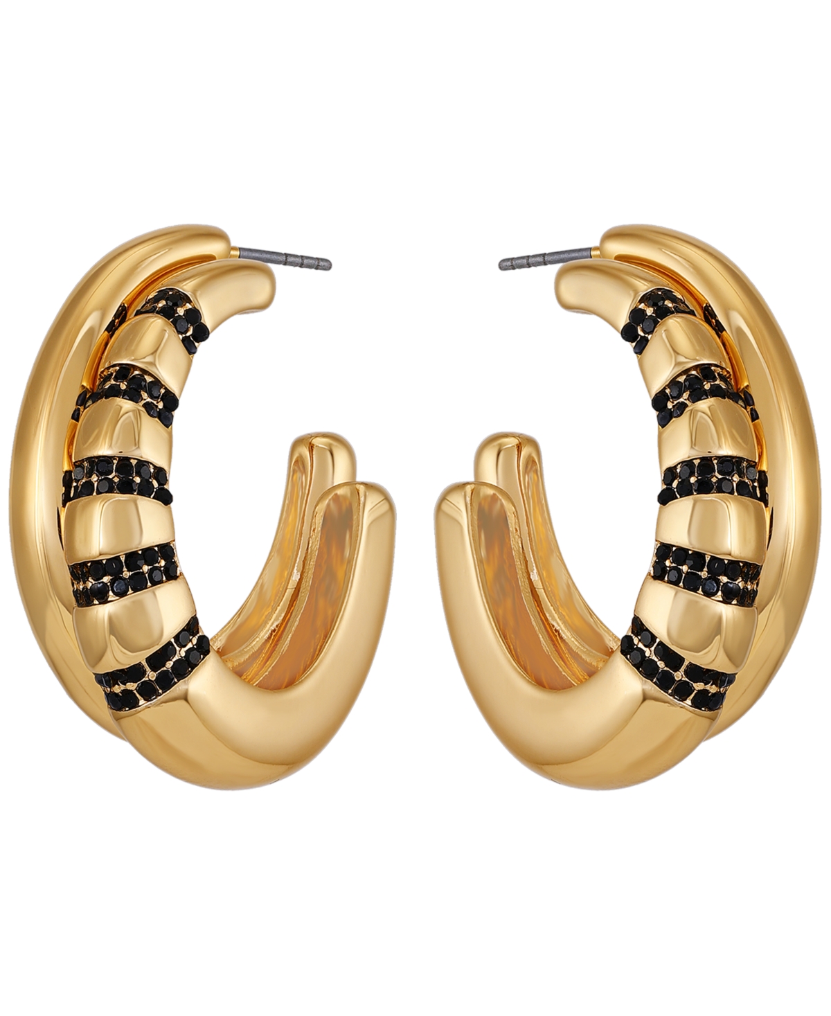 Guess Glass Stone Gold-tone Huggie Hoop Earrings In Gold