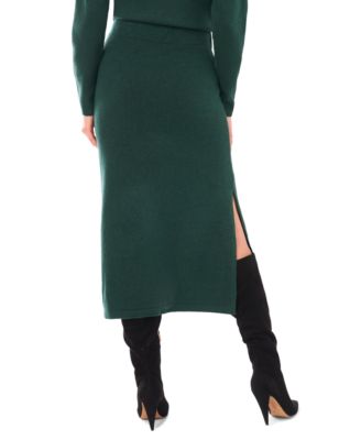 Women's Side Slit Pencil Midi Sweater Skirt