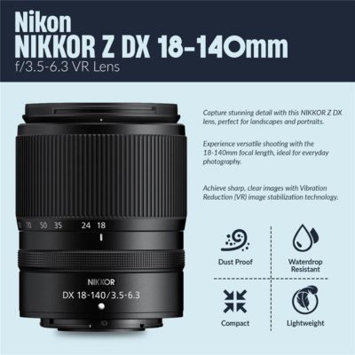 Z fc DX-Format Mirrorless Camera with NIKKOR Z DX 18-140mm , Candisk PRO 64GB, Alpine 120, Essentials Filter Kit,ProOp Cleaning Kit