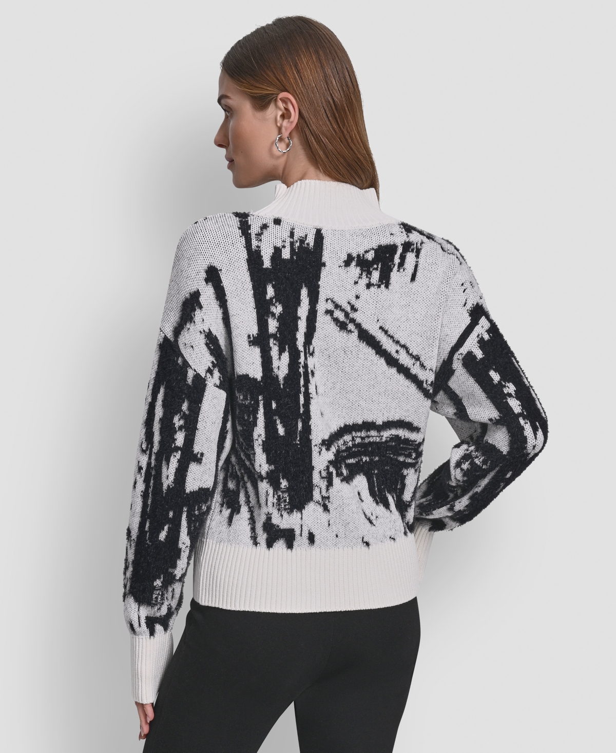 Dkny Women's Intarsia Oversized Pull On Sweater