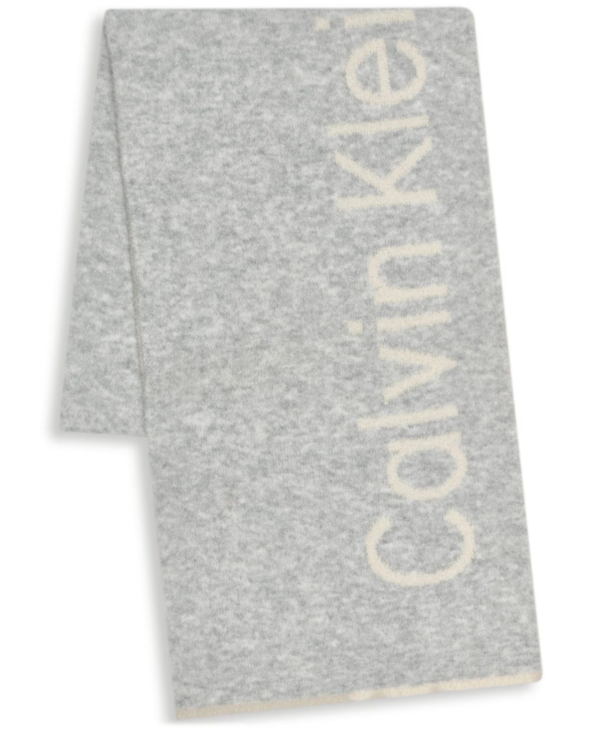 Calvin Klein Plush-lined Scarf In Gray