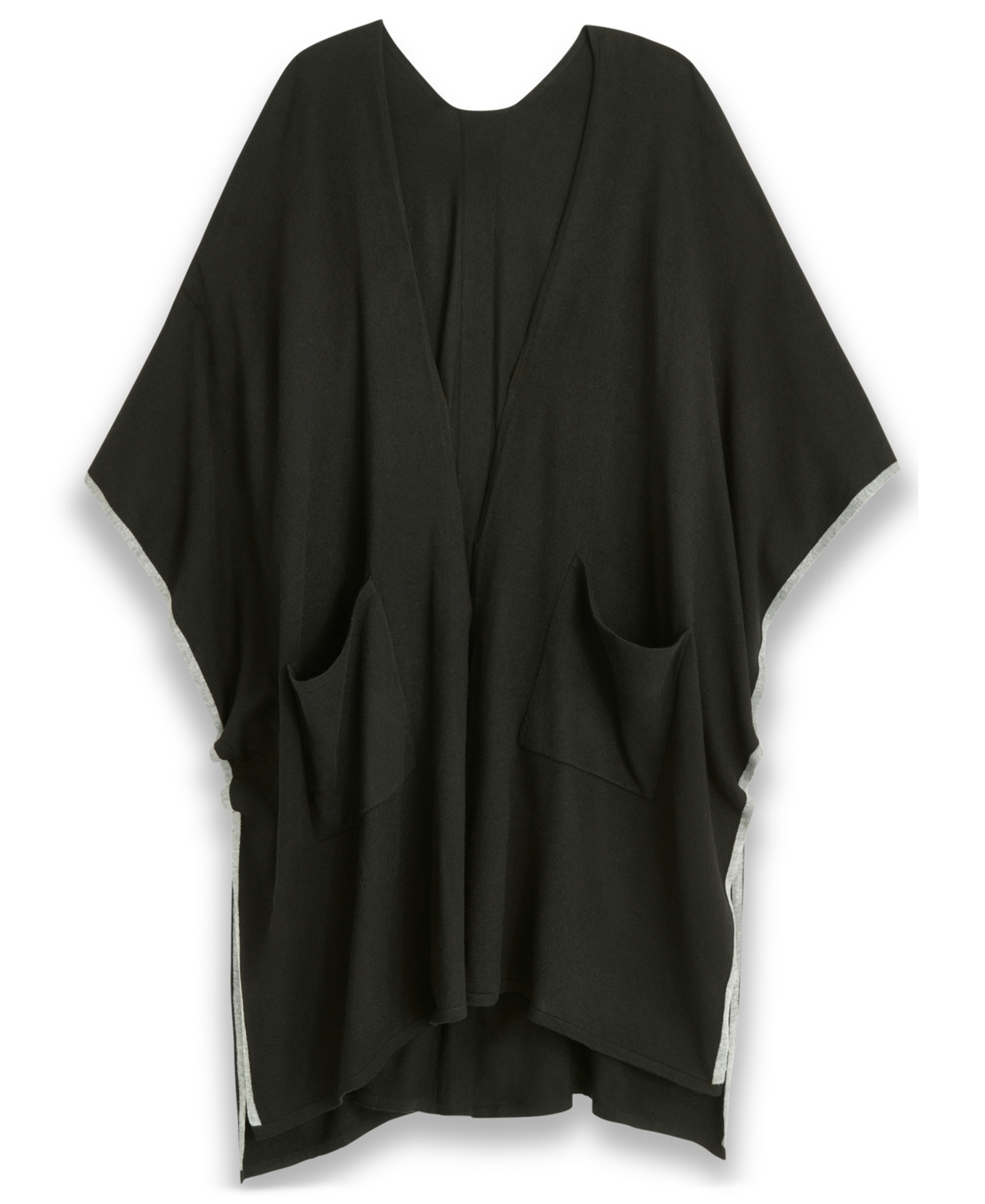 Calvin Klein Tipped Knit Shawl Ruana In Black