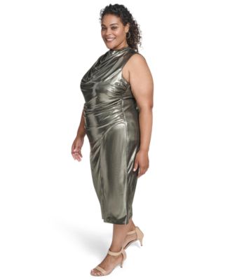Plus Size Cowl Neck Side Ruched Dress