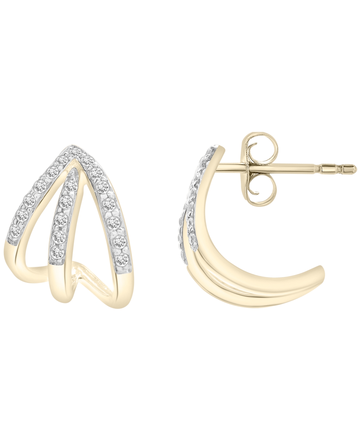 Wrapped Diamond Claw Stud Earrings (1/6 Ct. T.w.) In 14k Yellow Gold In Gold