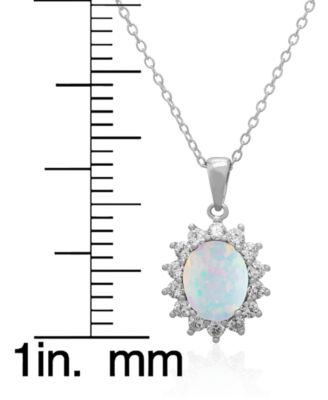 2-Piece Set Lab Grown White Opal (1.50 ct. t.w.) Lady Di Pendant Necklace with Matching Earrings in Sterling Silver (also in Sapphire)