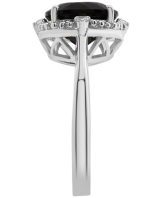 Onyx (3-1/2ct. t.w.) and Lab Grown White Sapphire (1/10 ct. t.w.) Ring in Sterling Silver