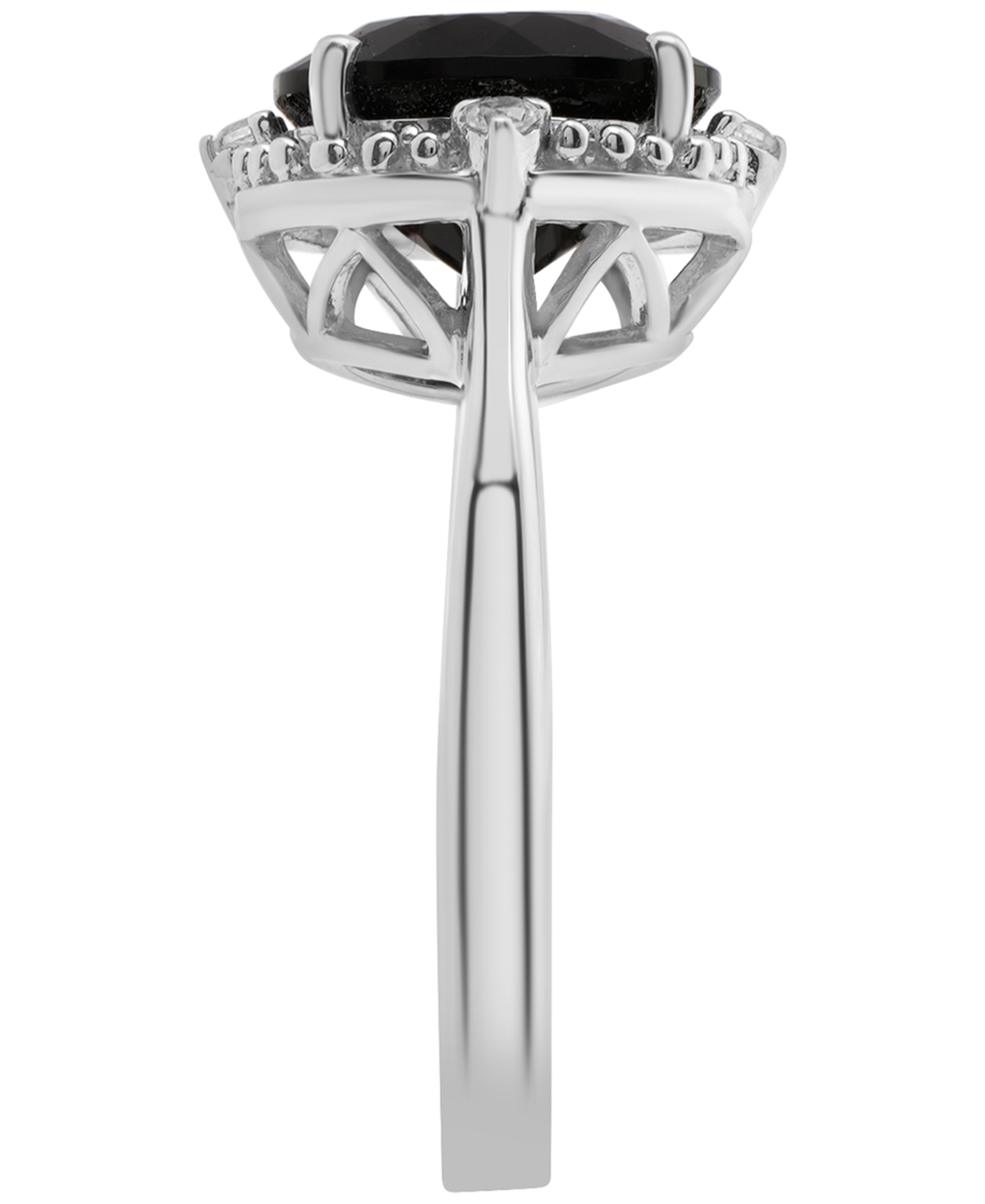 Macy's Onyx (3-1/2ct. T.w.) And Lab Grown White Sapphire (1/10 Ct. T.w.) Ring In Sterling Silver In Metallic