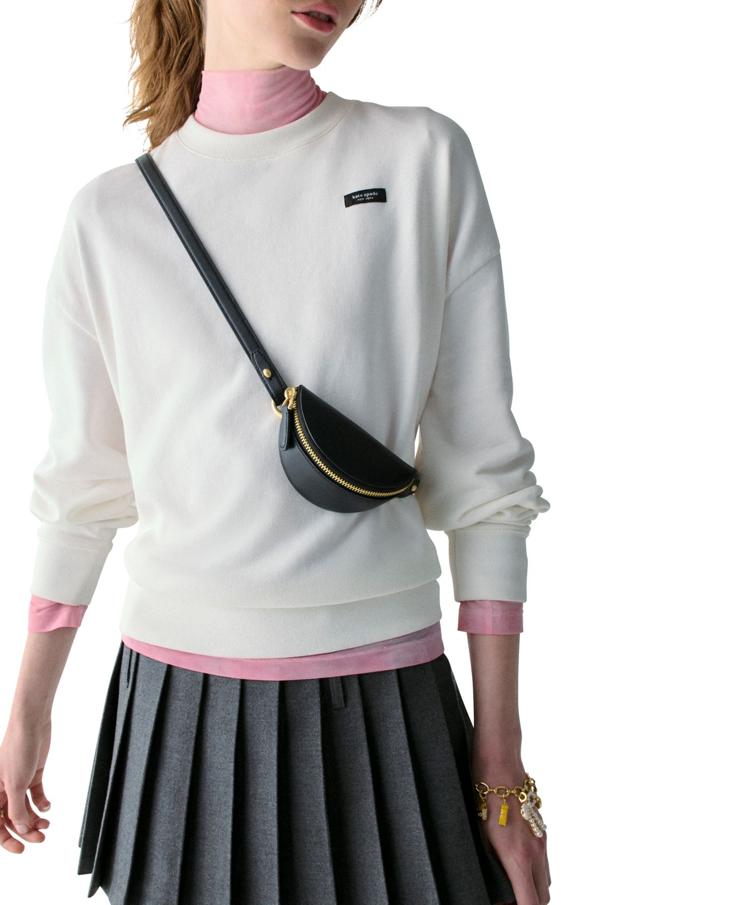 Женские сумки kate spade new york Duo Small Pebbled Leather Crossbody Handbag, цвет: Чёрный — фото 9
