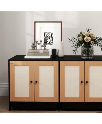 Cat Litter Box Enclosure w/ 2 Cabinets, Scratching Mats, Trays