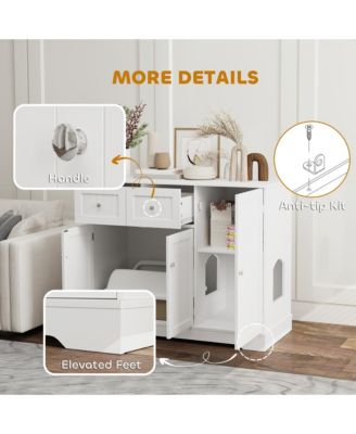 Cat Litter Box Enclosure w/ Storage, Anti-tip Kit, 39" x 18" x 31.5"