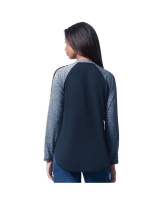 Women's Navy Houston Astros Top Dog Raglan Long Sleeve V-Neck T-Shirt