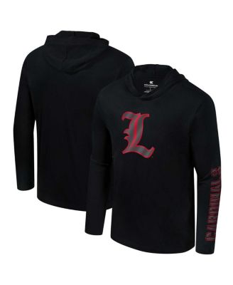 Colosseum - Men's Black Louisville Cardinals Color Pop Active Blend 2-Hit Long Sleeve Hooded T-shirt