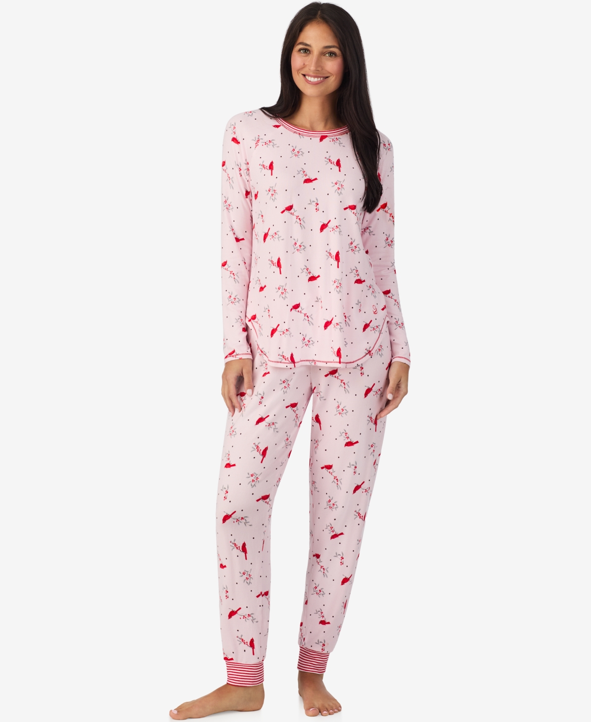 Cuddl Duds Women's 2-piece Brushed Sweater Knit Long Sleeve Jogger Pajama Set In White