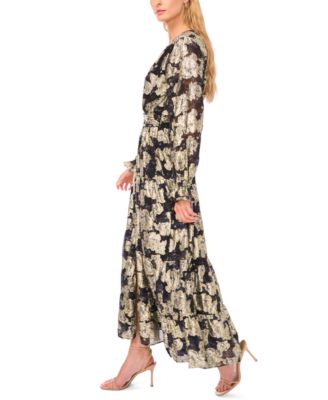 Petite V-Neck Long Sleeve Maxi Dress