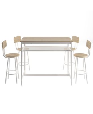 5 Piece Counter Height Table Set with Bar Table and 4 Chairs