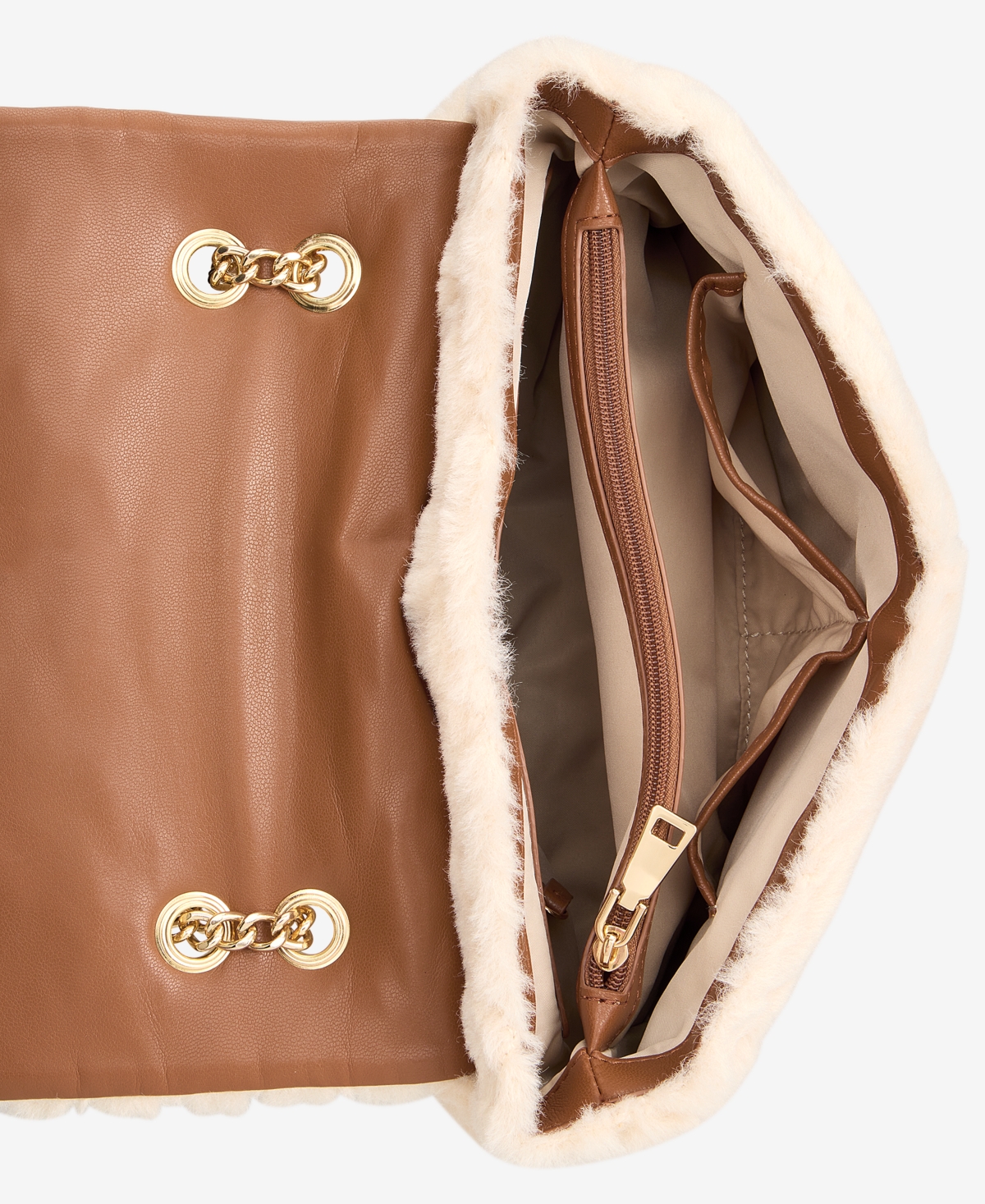 Inc International Concepts Soft Ajae Quilted Faux Fur Handbag, Macy's Exclusive In Nude