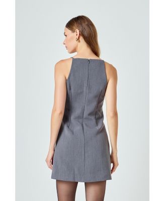 Women's High Neck Fitted Mini Dress