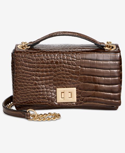 Женская сумка I.N.C. International Concepts Mini Ajae Croc-Embossed Shoulder, цвет: Шоколадный сливовый