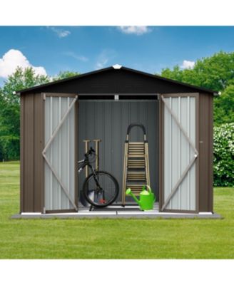 Metal garden sheds 8ftx6ft outdoor storage sheds Brown + Black